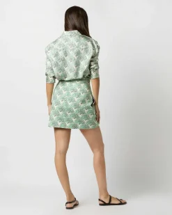 Boy Shirt In Mint Fans Silk Twill