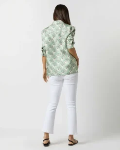 Boy Shirt In Mint Fans Silk Twill