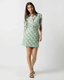 Boy Shirt In Mint Fans Silk Twill