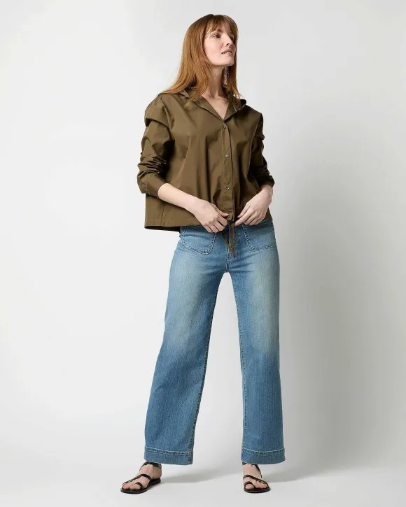 Drawstring Hooded Shirt Jacket