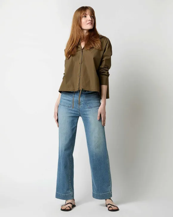 Drawstring Hooded Shirt Jacket