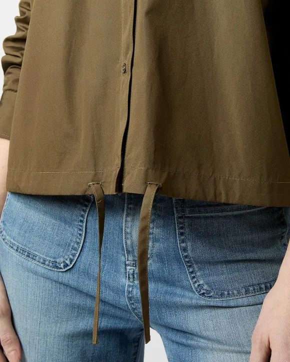 Drawstring Hooded Shirt Jacket