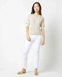 Giselle Pointelle V-Neck Sweater