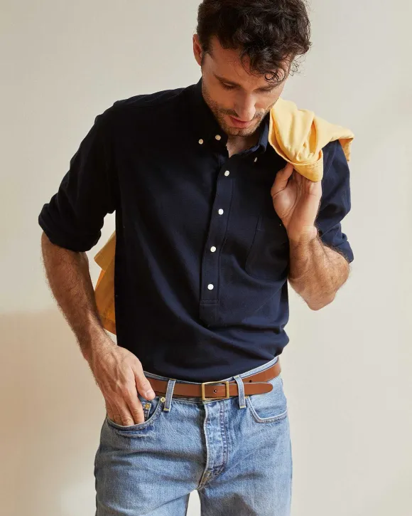 Knit Button-Down Popover Shirt