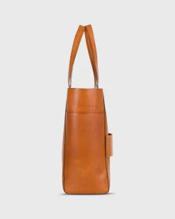 Leather Tote With Trolley Strap
