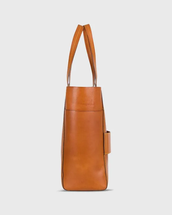 Leather Tote With Trolley Strap