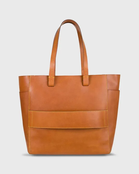 Leather Tote With Trolley Strap