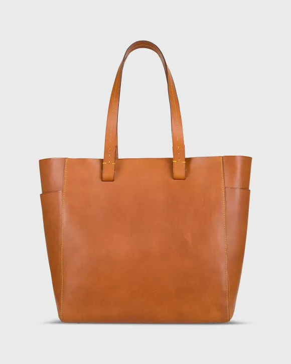 Leather Tote With Trolley Strap