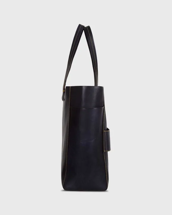 Leather Tote With Trolley Strap