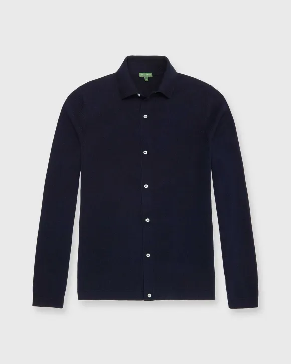 Long-Sleeved Full-Placket Sweater