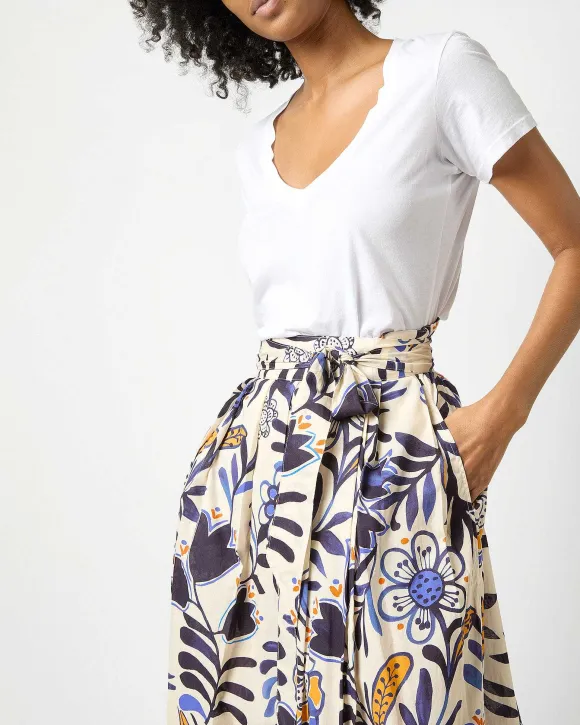Pleated Wrap Midi Skirt