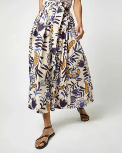 Pleated Wrap Midi Skirt