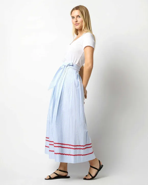 Pleated Wrap Midi Skirt