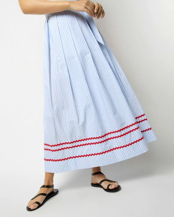Pleated Wrap Midi Skirt