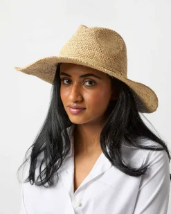 Raffia Crochet Continental Hat