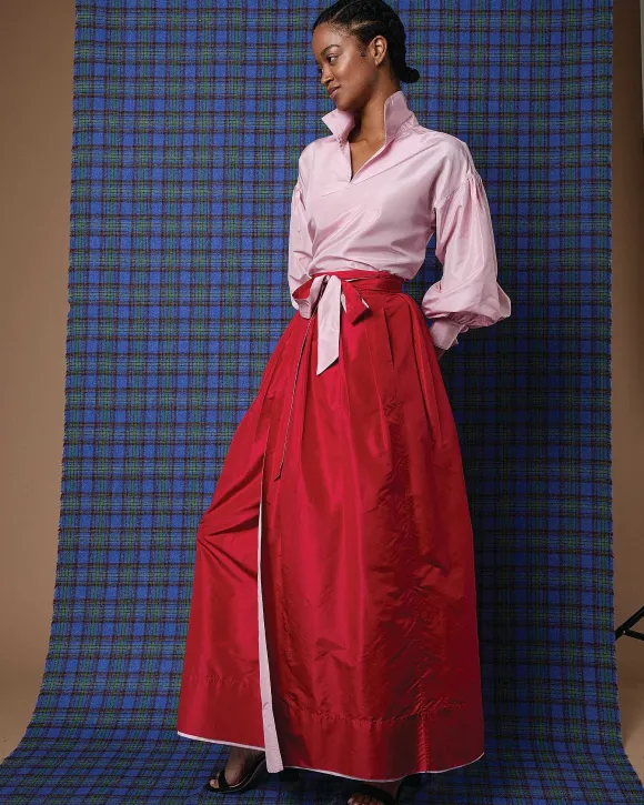 Reversible Pleated Wrap Skirt