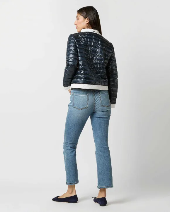 Short Jacket With Matte Nylon Trim