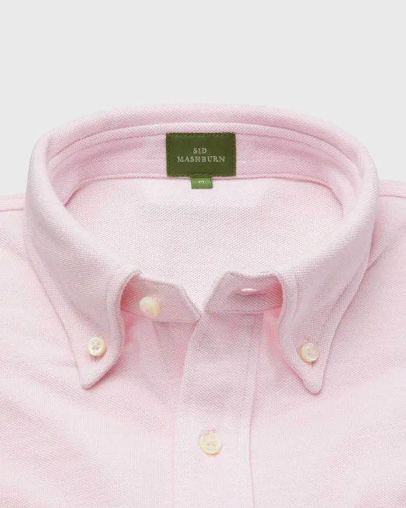 Short-Sleeved Knit Button-Down Popover Shirt