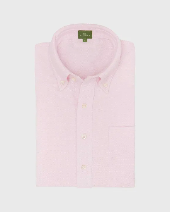 Short-Sleeved Knit Button-Down Popover Shirt