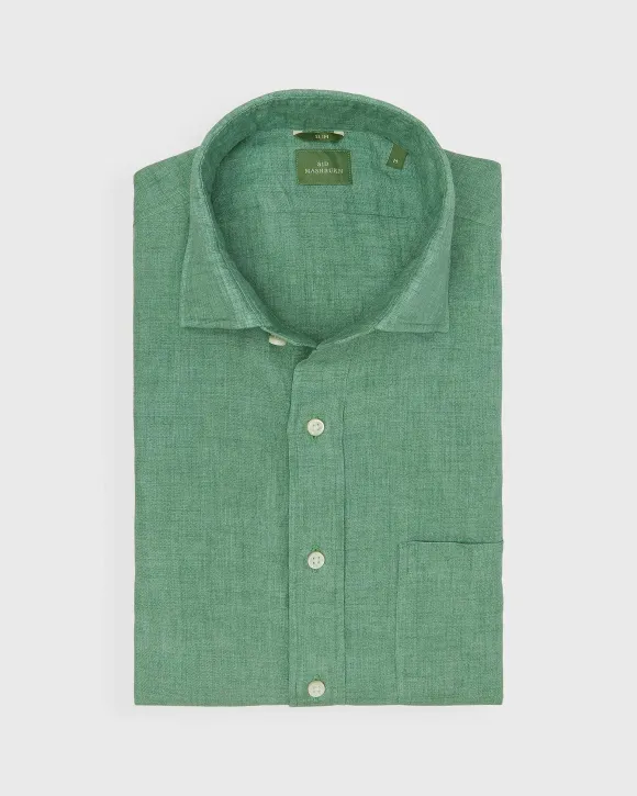 Slim-Fit Spread Collar Sport Shirt