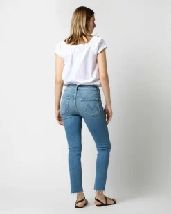 The Mid Rise Dazzler Ankle Fray Jean