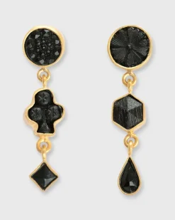 Three Charm Moving Drop Earrings