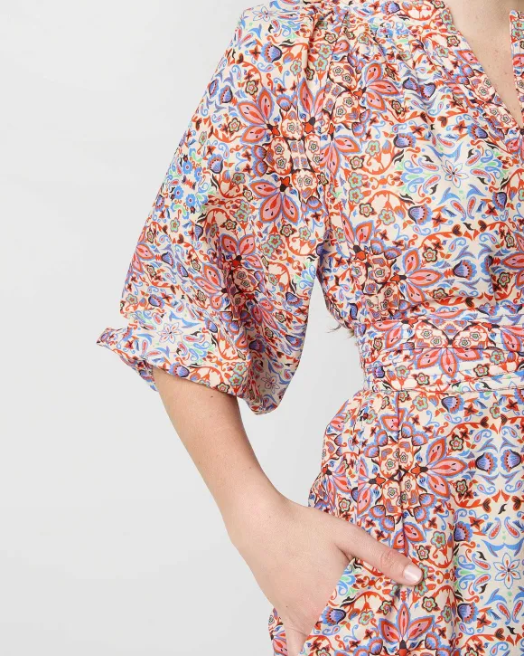 Trapunto Blouson Dress
