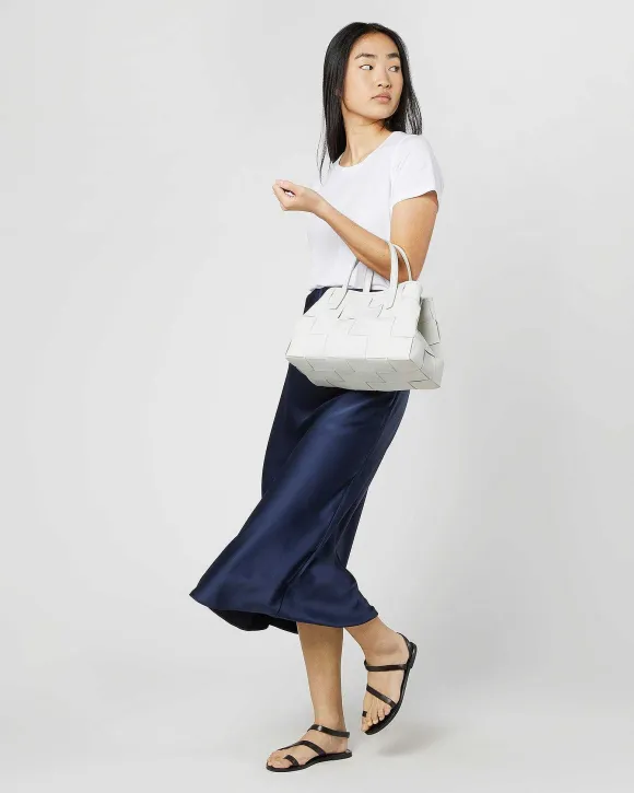 Wide Woven Satchel Bag